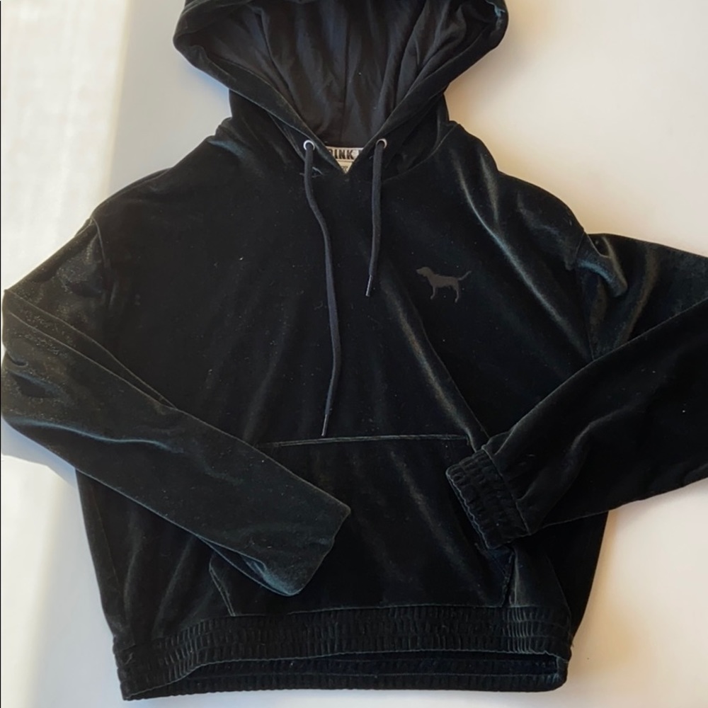 Black velvet sweatshirt hoodie